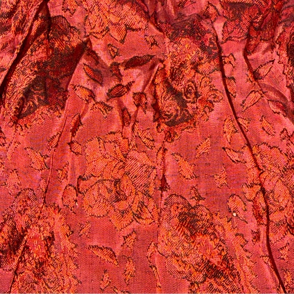 Vintage RED GLENTEX Paisley floral Print Long Scarf Rayon Black Red Long Fringe - Picture 9 of 13